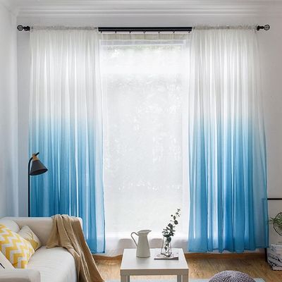 Iuokuby Home Decorative Liner Semi Sheer Curtains Semi Ombre Voile Gauze Tulle Fabric for Living Kids Baby Room Bedroom(1 Panel, W 52 x L 102 inch, Blue)