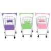 Holibanna 3pcs Mini Pretend Play Shopping Carts for Electroplated Iron Trolleys with Wheels Desk Accessory Holders for Pens Phones Sundries Pink Purple Green view 1