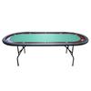 96" Light Series Foldable Poker Table with Wooden Racetrack Felt Stainless Legs Cup Holders Green view 2