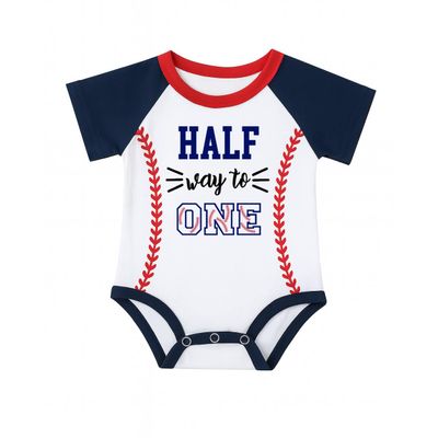 1/2 Way To First Half Birthday Boy Girl 6 Month Baseball Half Way To One Outfit Set