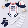 1/2 Way To First Half Birthday Boy Girl 6 Month Baseball Half Way To One Outfit Set view 2
