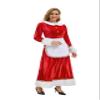3Pcs Women Christmas Maid Costume,Party Fancy Christmas Mrs Santa Claus Red Waitress Outfit with Hat,White Apron (Large) view 3