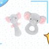 FOYTOKI 2pcs Plush Elephant Hand Rattle Soft Stuffed Educational Sensory Development for Newborn with Built Bells Stimulating Hand-Eye Coordination Safe Material view 4