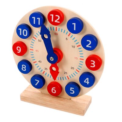 Beaupretty Wooden Clock Educational for Smooth Polished Learning Tool with Dial Numbers Cognition Clock for Classroom Teaching and Early Intellectual Development