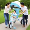 Sanpyl Toddler Trike with Quiet EVA Wheels, Adjustable Canopy, Baby Tricycle with Music Light Parents Push Handle for 18 Month to 5 Years Boys Girls (Blue) view 2
