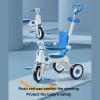 Sanpyl Toddler Trike with Quiet EVA Wheels, Adjustable Canopy, Baby Tricycle with Music Light Parents Push Handle for 18 Month to 5 Years Boys Girls (Blue) view 3