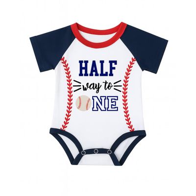 1/2 Way To First Half Birthday Boy Girl 6 Month Baseball Half Way To One Outfit Set