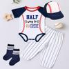 1/2 Way To First Half Birthday Boy Girl 6 Month Baseball Half Way To One Outfit Set view 2