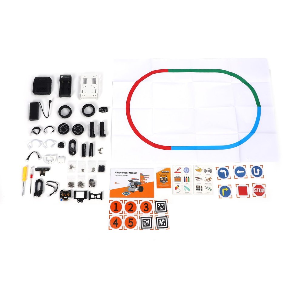 AI Vision Robot Car Kit Smart Robot Programmable with Scratch Python for Color Recognition Line Tracking Target Tracking Educational STEM Learning Aluminum Alloy ABS