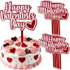 10PCS Happy Valentines Day Cake Toppers Red Valentines Heart Cupcake Toppers for Valentine's Day Birthday Wedding Anniversary Engagement Party Cake Decoration Supplies view 1