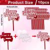 10PCS Happy Valentines Day Cake Toppers Red Valentines Heart Cupcake Toppers for Valentine's Day Birthday Wedding Anniversary Engagement Party Cake Decoration Supplies view 2