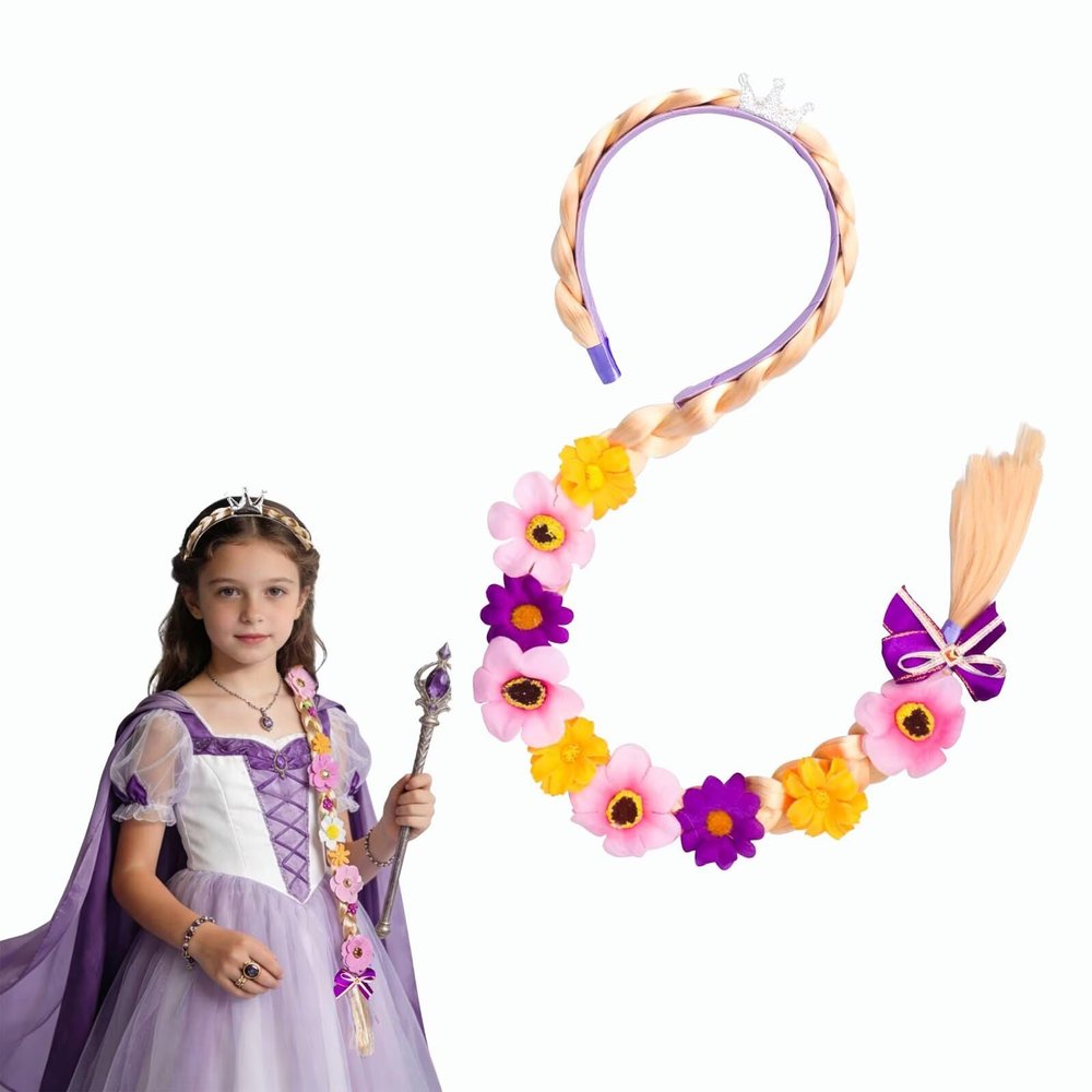 Yiklucg Princess Long braided wigs 29 inch (74 cm),headband wig girls