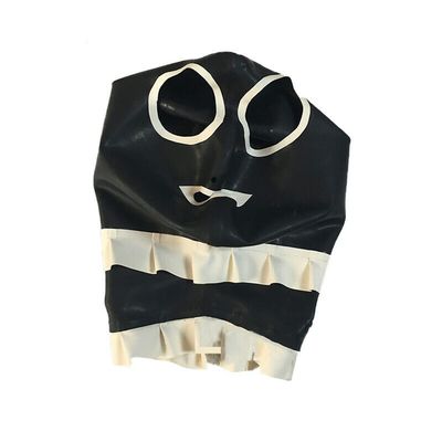 monbvxcerk Latex Mask Unisex Rubber Hood Withe Fold Maid Style Catsuit Cosplay Fetish (L)