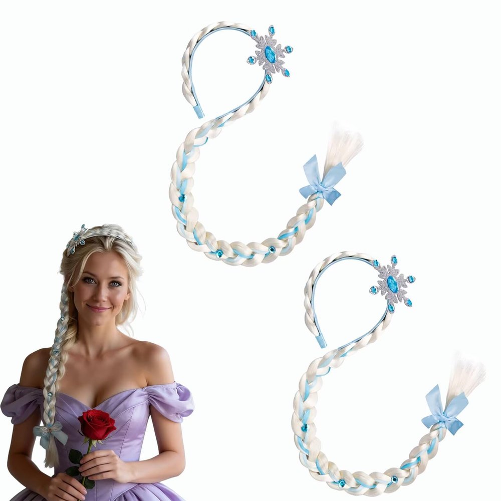 Yiklucg 2PCS Princess Long braided wigs 21 inch,tangled wig for girls.