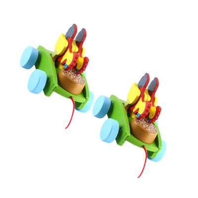 ERINGOGO 2pcs Wooden Chicken Push with Drum Sound Educational for Boys and Animal Sensory for Motor Skills Development Ages Months Random Color