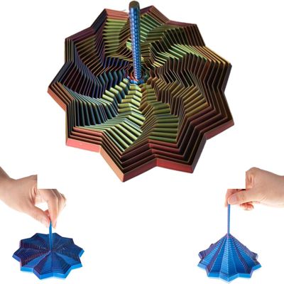 3D Printed Expanded Sensory Fidget Star - Sensory Fidget Star with Handle, Colorful Whirling Spiral Design, 2025 New Star Shaped Fidget Star (Type-H, Large)