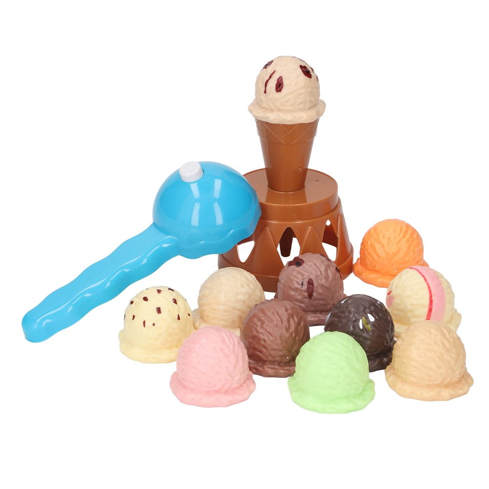 Aqur2020 Ice Cream Play Set, 12 Piece Educational Toy for Color and Pattern Recognition, Role Play for Children 2 Years and Older