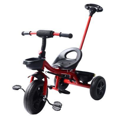 Aqur2020 Child Tricycle with Push Handle, High Carbon Steel Toddler Trike with Parent Steering and Safety Belt, Foam Wheel Noiseless Ride for Children 1.5 to 6 Years