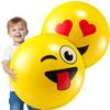 KiddieLoot 18-Inch Happy Face Playground Balls for Kids & Toddlers (2-Pack) - Jumbo Size Bouncy Balls w/Fun Smiley Designs - Lightweight Inflatable Kickballs for Boys & Girls - Indoor & Outdoor Play view 1