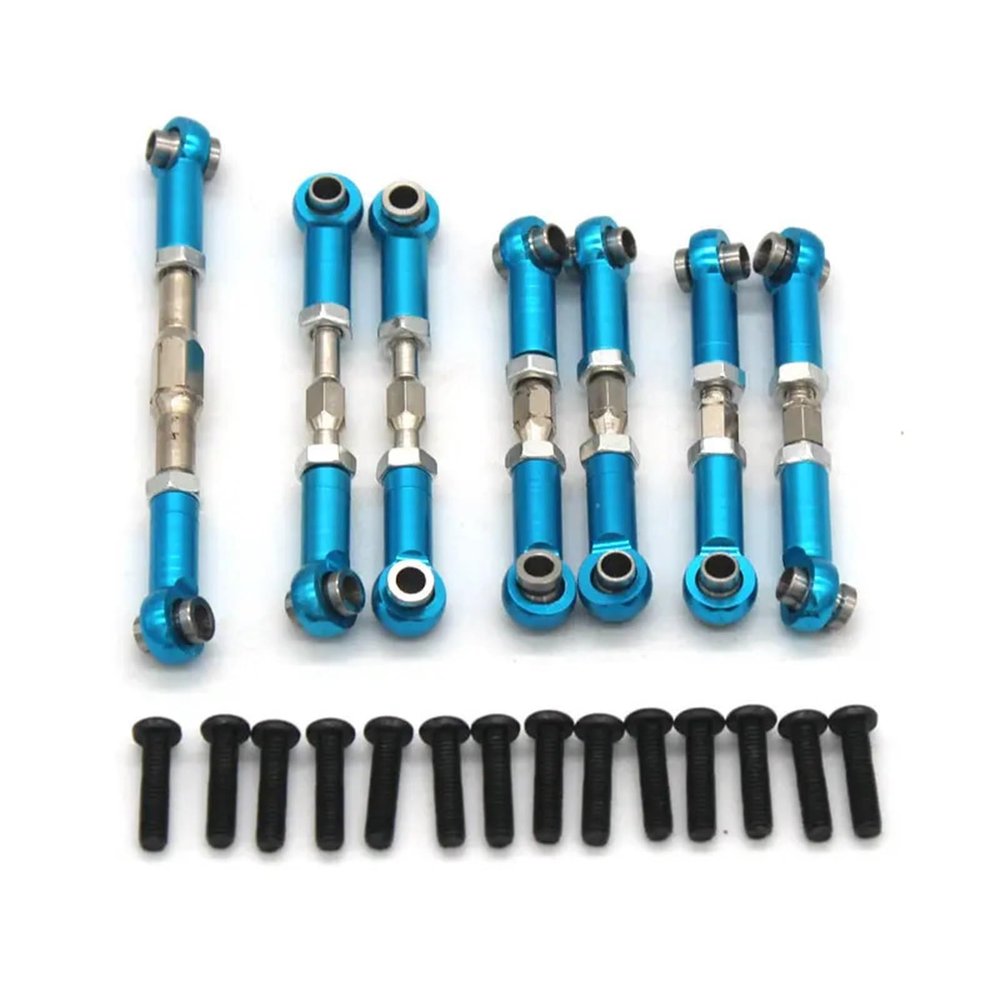 For WLtoys 104072 1/10 RC remote control drift car metal upgrade accessories full car pull rod 7PCS set confident(SKY BLUE)