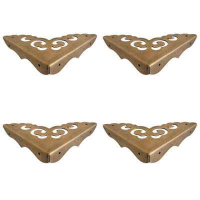 Antique Brass Corner Protectors (4 Pack)  Vintage Bronze Metal Book Corners, Chinese Style Edge Guards for Jewelry Box, Wooden Chest, Photo Album(Side Length Bronze Color:50mm)