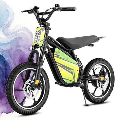 36V Electric Dirt Bike for Kids 8-14, 800W 18.6Mph 28Miles Long Range Electric Motorcycle, Racing Dual Suspension, 16" Knobby Tires, Hydraulic Disc Brakes, 3-Speed Modes Electric Bike for Kids