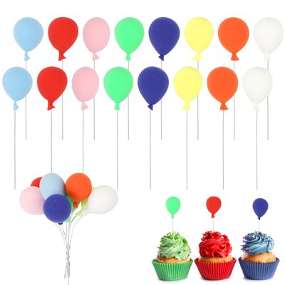 16Pcs Dollhouse Miniature Balloons 1:12 Scale Colorful Mini Birthday Balloon Cake Toppers, Tiny Plastic Accessories for Fairy Garden, Bonsai, Party Decor, DIY Crafts, Cake Picks, Cupcake Decoration