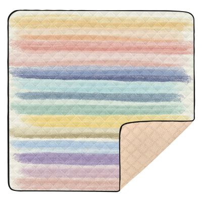 Kigai Watercolor Stripes Baby Play Mat for Floor 50'' x 50'' Soft & Anti- Slip Crawling Mat Playpen Mat Waterproof Foldable Playmat for Infants, Babies, Toddlers