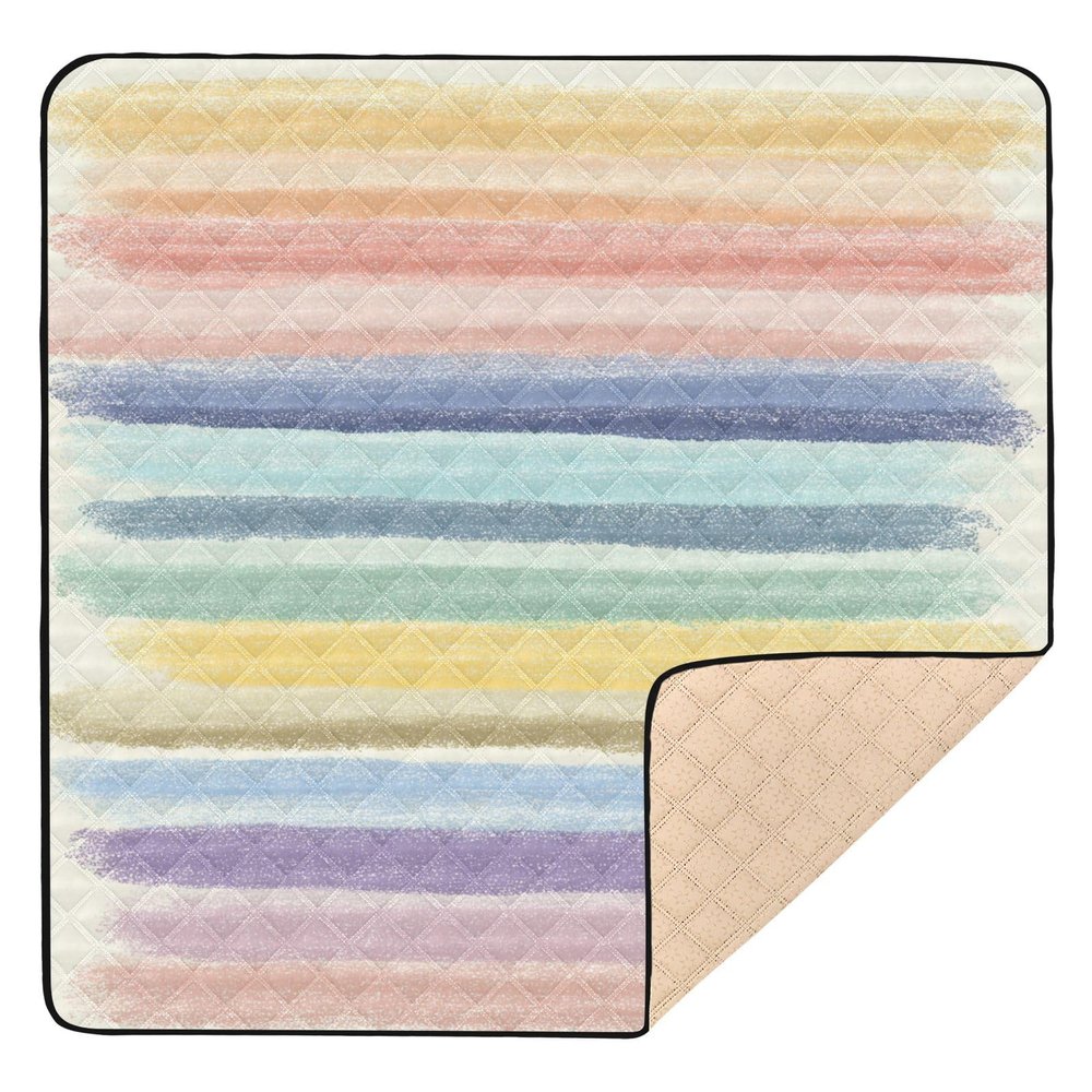 Kigai Watercolor Stripes Baby Play Mat for Floor 50'' x 50'' Soft & Anti- Slip Crawling Mat Playpen Mat Waterproof Foldable Playmat for Infants, Babies, Toddlers