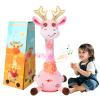 MILGEI Dancing Talking Giraffe Toy, Singing Musical Tummy Time Baby Toy with Volume Adjustment, 10 Children's Songs Light Up Toys, Repeating What You Say, Pink Giraffe Stuffed Animal for Girls Boys view 1