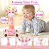 MILGEI Dancing Talking Giraffe Toy, Singing Musical Tummy Time Baby Toy with Volume Adjustment, 10 Children's Songs Light Up Toys, Repeating What You Say, Pink Giraffe Stuffed Animal for Girls Boys view 4