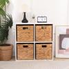 11x11in Storage Baskets Set of 4 Water Hyacinth Baskets,Foldable Handwoven Storage Cubes,Woven Baskets for Bathroom, Bedroom, Laundry, Pantry, Shelves view 2