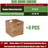 11x11in Storage Baskets Set of 4 Water Hyacinth Baskets,Foldable Handwoven Storage Cubes,Woven Baskets for Bathroom, Bedroom, Laundry, Pantry, Shelves view 3