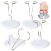4-Pack Adjustable Doll Stand Holder for 6-8 Inch Plush Dolls & Action Figures, Accessories Designed for 15cm 17cm 6.7inch Mini Doll, White Plastic Display Base with Anti-Scratch Silicone Sleeves view 1