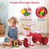 BABY JOY Toddler Bike, Kids Tricycle with Front & Rear Storage Basket, Ergonomic Seat, Non-Slip Handle and Fun Bell, Children Trike for Boys Girls Indoor Outdoor Play (Pink) view 2