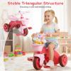 BABY JOY Toddler Bike, Kids Tricycle with Front & Rear Storage Basket, Ergonomic Seat, Non-Slip Handle and Fun Bell, Children Trike for Boys Girls Indoor Outdoor Play (Pink) view 3