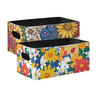 Colorful and Beautiful Daisy Flowers Felt decorative baskets for gadget totes decorative baskets