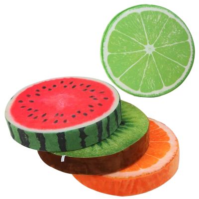 4 Fruit-Themed Plush Cushions for Children, Featuring Watermelon, Kiwi, Orange, Lemon, Great for Play Spaces