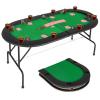 Goplus 72 Poker Table Foldable, 8 Players Card Board Game Table w/ 8 Cup Holders, Casino Grade Felt, Folding Oval Blackjack Table for Texas Holdem, No Assembly Required (Partition Pattern, Green) view 1