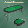 Goplus 72 Poker Table Foldable, 8 Players Card Board Game Table w/ 8 Cup Holders, Casino Grade Felt, Folding Oval Blackjack Table for Texas Holdem, No Assembly Required (Partition Pattern, Green) view 2