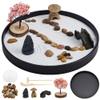 WEBEEDY Japanese Zen Garden Kit Mini Round Sand Tray Therapy Tabletop Sandbox Zen Garden Meditation Gifts Set for Home Office Desk Relaxation Beautiful Decor Gift, 8.3x8.3 Inch view 1