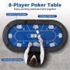 Goplus 72 Poker Table Foldable, 8 Players Card Board Game Table w/ 8 Cup Holders, Casino Grade Felt, Folding Oval Blackjack Table for Texas Holdem, No Assembly Required (Purity, Blue) view 4