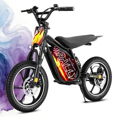 36V Electric Dirt Bike for Kids 8-14, 800W 18.6Mph 28Miles Long Range Electric Motorcycle, Racing Dual Suspension, 16" Knobby Tires, Hydraulic Disc Brakes, 3-Speed Modes Electric Bike for Kids