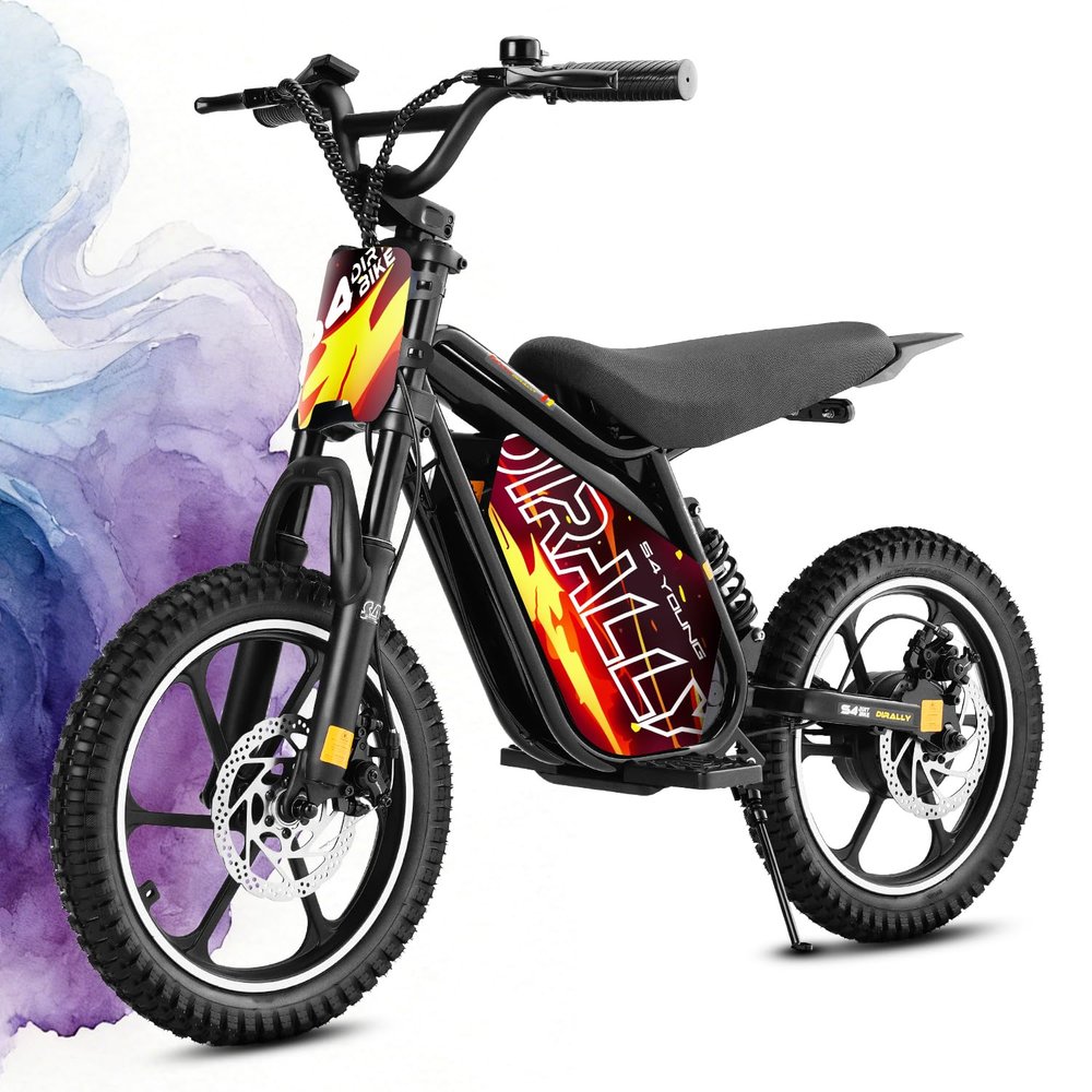 36V Electric Dirt Bike for Kids 8-14, 800W 18.6Mph 28Miles Long Range Electric Motorcycle, Racing Dual Suspension, 16" Knobby Tires, Hydraulic Disc Brakes, 3-Speed Modes Electric Bike for Kids