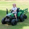 24V Kids Ride-On Tractor with Trailer, 400W Electric Farm Truck with Remote & Pedal Control, Headlights, USB MP3, Power Display, Adjustable Speeds, Safety Belt, Ride-On Toy Gift, Green view 3