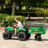 24V Kids Ride-On Tractor with Trailer, 400W Electric Farm Truck with Remote & Pedal Control, Headlights, USB MP3, Power Display, Adjustable Speeds, Safety Belt, Ride-On Toy Gift, Green view 4