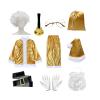 10Pcs Men Gold Deluxe Christmas Mr Claus Costume,Metallic Shiny Christmas Santa Claus Outfit with Wig,Beard,Gloves (S/M) view 2