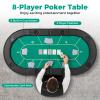 Goplus 72 Poker Table Foldable, 8 Players Card Board Game Table w/ 8 Cup Holders, Casino Grade Felt, Folding Oval Blackjack Table for Texas Holdem, No Assembly Required (Partition Pattern, Blue) view 2