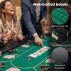 Goplus 72 Poker Table Foldable, 8 Players Card Board Game Table w/ 8 Cup Holders, Casino Grade Felt, Folding Oval Blackjack Table for Texas Holdem, No Assembly Required (Partition Pattern, Blue) view 3