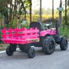 24V Kids Ride-On Tractor with Trailer, 400W Electric Farm Truck with Remote & Pedal Control, Headlights, USB MP3, Power Display, Adjustable Speeds, Safety Belt, Ride-On Toy Gift, Magenta view 3